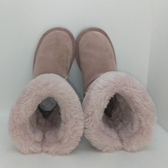 Lamo Girls Pre-owned Pink Suede, Sherpa Lined w/Bowtie Boots - sz. 2Y - Picture 3 of 5